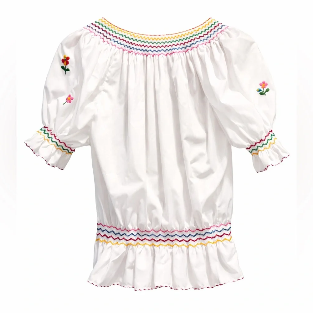Authentic Hungarian Kalocsa Hand-Embroidered Boho Blouse – Artisan Floral Top S - Picture 2 of 4